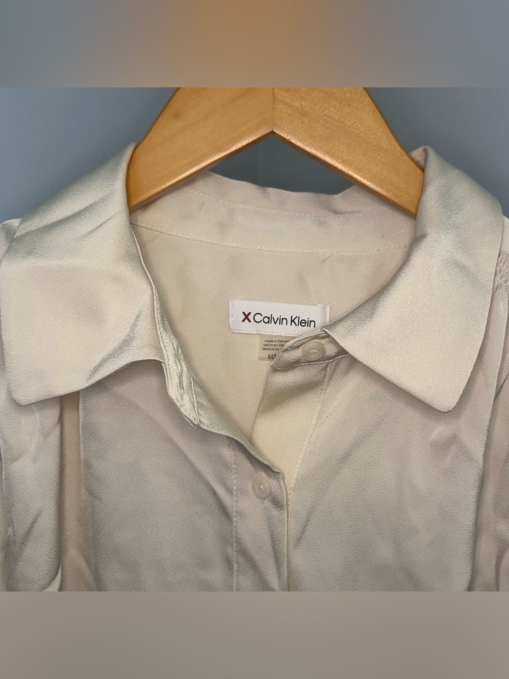 Calvin Klein Cream Short-Sleeve Button-Down Blouse NWT - Picture 5 of 16